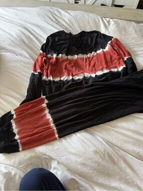 PJ Salvage Black and Rust Tie-Dye Lounge Set